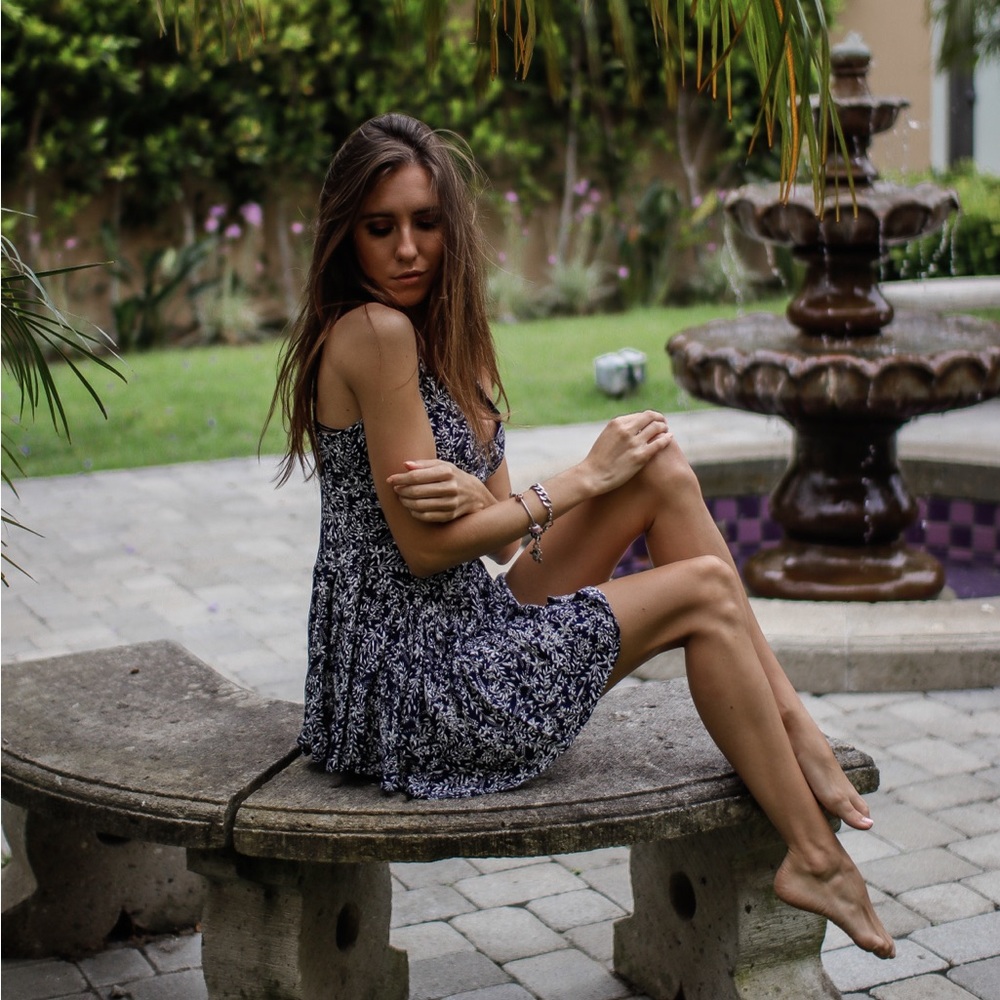Navy floral romper